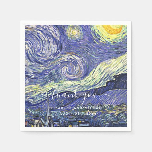 Van Gough Starry Night Vielen Dank für Ihre Hochze Serviette (Vorderseite)