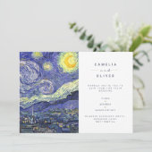 Van Gough Starry Night Wedding Einladung QR Code U (Stehend Vorderseite)
