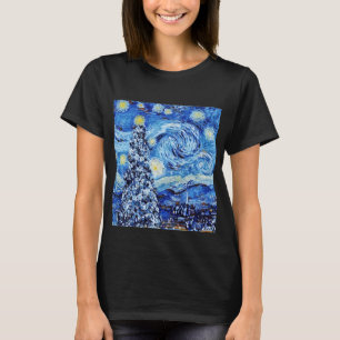 Van Gough Starry Night - White Christmas T - Shirt