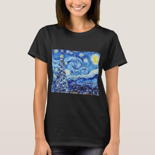 Van Gough Starry Night - White Christmas T - Shirt (Vorderseite)