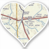 Van Horn Texas Retro Karte Aufkleber (Vorderseite)