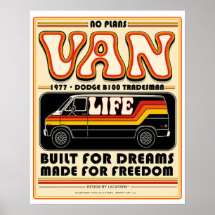 Van Life '77 – Retro-Plakat Dodge B100 Tradesman Poster