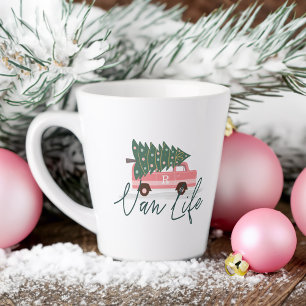 Van Life Girly Pink Vintage Van Weihnachtsbaum Milchtasse