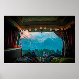 Van Life in Mountains Dolomiti di Brenta, Italyvan Poster