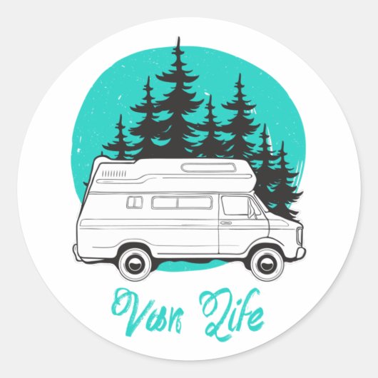 VAN LIFE Nomad Adventure Travel Camping Lifestyle Runder Aufkleber (Vorderseite)