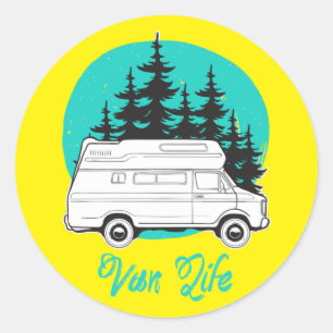 VAN LIFE Nomad Adventure Travel Camping Lifestyle  Runder Aufkleber