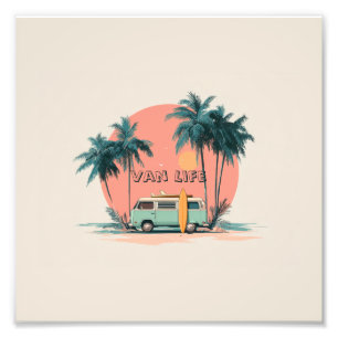Van Life – Retro-Strand-Camper-Art Fotodruck