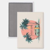 Van Life – Retro-Strand-Camper-Art Magnet (Vorderseite/Rückseite)
