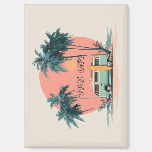 Van Life – Retro-Strand-Camper-Art Magnet (Vorderseite)