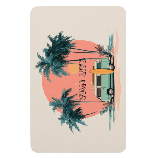 Van Life – Retro-Strand-Camper-Art Magnet (Vertikal)