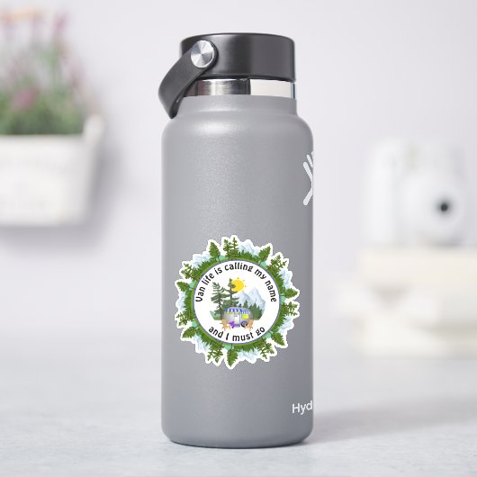 VAN LIFE RUFT MEIN NAME Custom Camping AUF Aufkleber (HydroFlask)