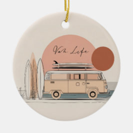 Van Life Surf Van – Retro Beach Camper Aesthetic Keramik Ornament