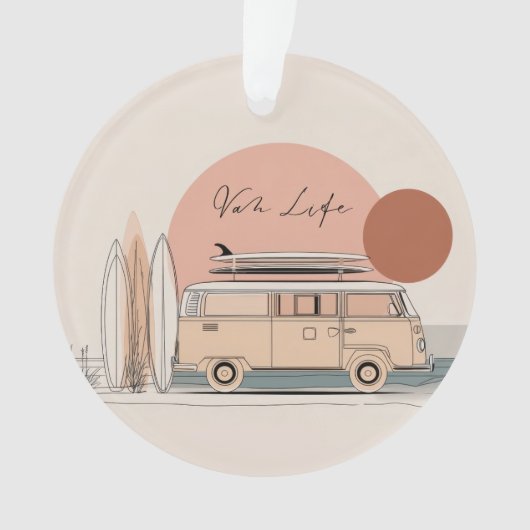 Van Life Surf Van – Retro Beach Camper Aesthetic Ornament (Vorderseite)