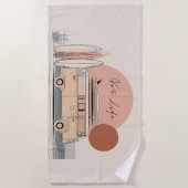 Van Life Surf Van – Retro Beach Camper Aesthetic Strandtuch (Vorderseite)