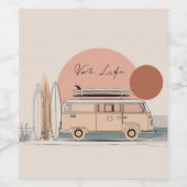 Van Life Surf Van – Retro Beach Camper Aesthetic  Weinetikett (Einzelnes Label)