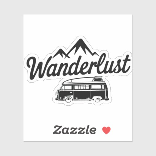 Van Life Wanderlust Schwarz-weiß Print Aufkleber (Blatt)