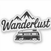 Van Life Wanderlust Schwarz-weiß Print Aufkleber (Vorderseite)