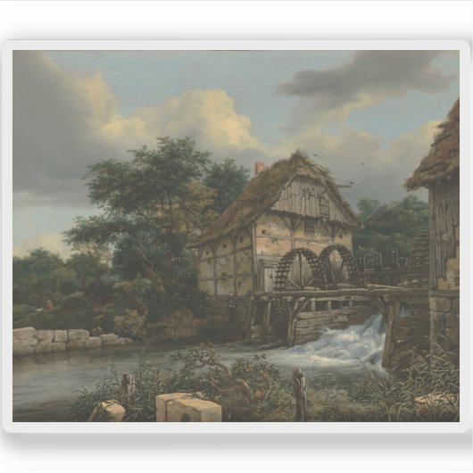 Van Ruisdael - Zwei Wassermühlen und ein Open Slui Aufkleber (Vorderseite)