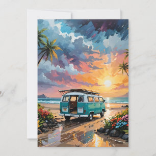 Van Scene on Beach A Feiertagskarte