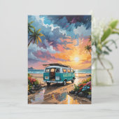 Van Scene on Beach A Feiertagskarte (Stehend Vorderseite)