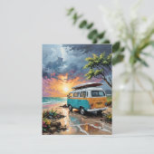 Van Scene on Beach B Feiertagskarte (Stehend Vorderseite)