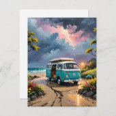 Van Scene on Beach C Feiertagskarte (Vorne/Hinten)