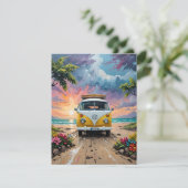 Van Scene On Beach E Feiertagskarte (Stehend Vorderseite)
