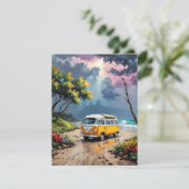 Van Scene On Beach F Feiertagskarte (Stehend Vorderseite)