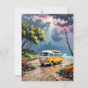 Van Scene On Beach F Feiertagskarte