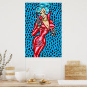 Vana DeVinyl™/Red Vinyl Dress/Blue Poster (Küche)