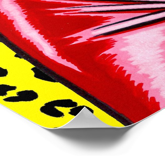 Vana DeVinyl™/Red Vinyl Dress/Yellow Leopard Poster (Ecke)