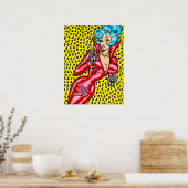 Vana DeVinyl™/Red Vinyl Dress/Yellow Leopard Poster (Küche)