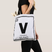 Vanadium Chemielementsymbol-chemische Formel Tasche (Von Nahem)