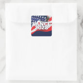 Vance 2028 Text With Flag and Bald Eagle Quadratischer Aufkleber (Tasche)