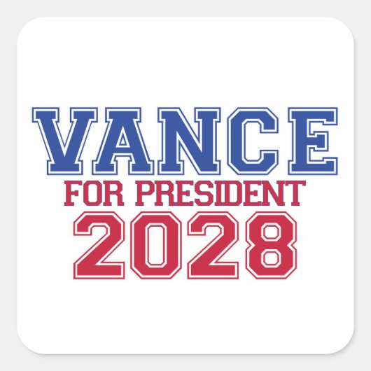 Vance for President (varsity) Quadratischer Aufkleber (Vorderseite)