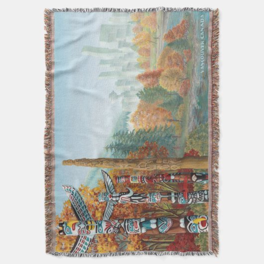Vancouver Art Throw Blanket Totem Blanke Decke (Vorderseite Vertikal)