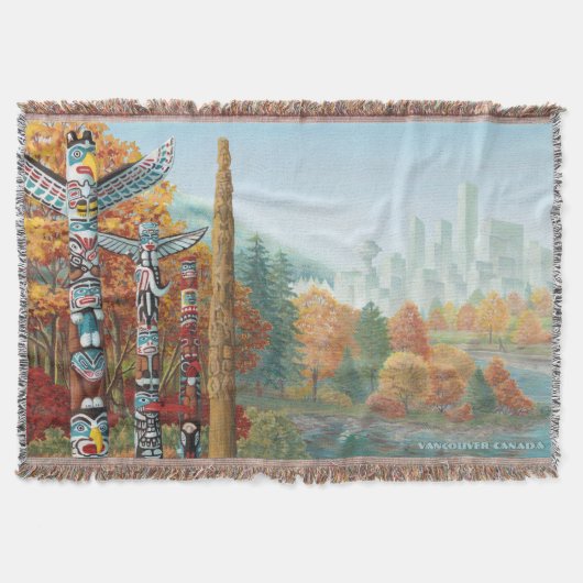 Vancouver Art Throw Blanket Totem Blanke Decke (Vorderseite)