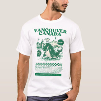 Vancouver BC Canada Whale Retro City T-Shirt