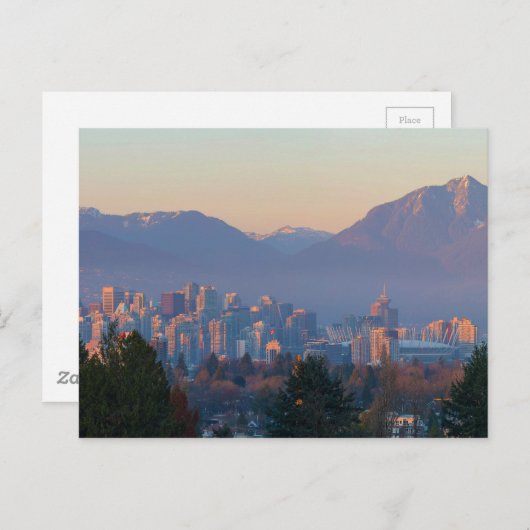 Vancouver BC Downtown Cityscape bei Sunset Panoram Postkarte (Vorne/Hinten)