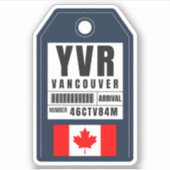 Vancouver Boarding Pass - Kanada YVR Aufkleber (Vorderseite)