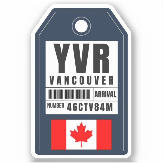 Vancouver Boarding Pass - Kanada YVR Aufkleber (Vorderseite)