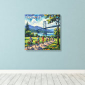 Vancouver Bridge und Seawall Szene Leinwand (Insitu (Holzboden))