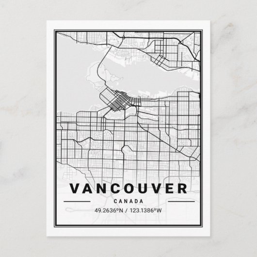 Vancouver British Columbia Canada Travel City Map Postkarte (Vorderseite)