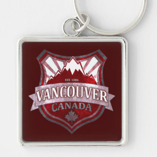Vancouver Canada Red Grunge Schild Schlüsselanhäng Schlüsselanhänger