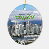 Vancouver Canada Skyline mit Weihnachtslieder Keramik Ornament (Links)