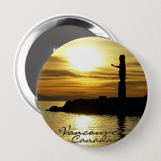 Vancouver Canada Souvenir Buttons Totem Loch Art (Vorne & Hinten)