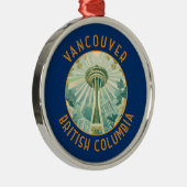 Vancouver Canada Space Needle Retro gestört Ornament Aus Metall (Rechts)