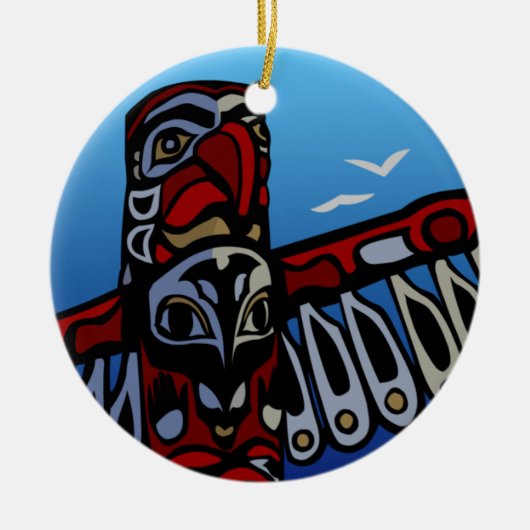 Vancouver Canada Totem Pole Souvenirs Keramik Ornament (Vorne)