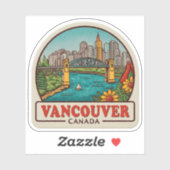Vancouver Canada Travel Art Vintag Aufkleber (Blatt)