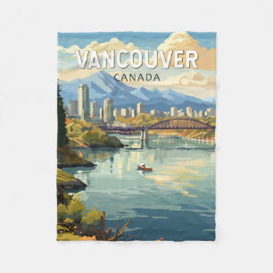 Vancouver Canada Travel Art Vintag Fleecedecke
